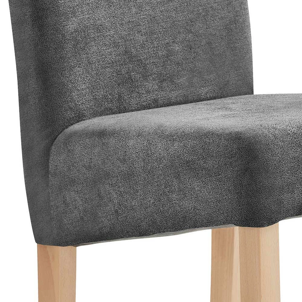 Polsterstühle in Grau Stoff - Gelvins (2er Set) Polsterstühle In Grau Stoff - Gelvins (2er Set) -Dariana shop polsterstuehle in grau stoff wildeiche massivholz gelvins 04