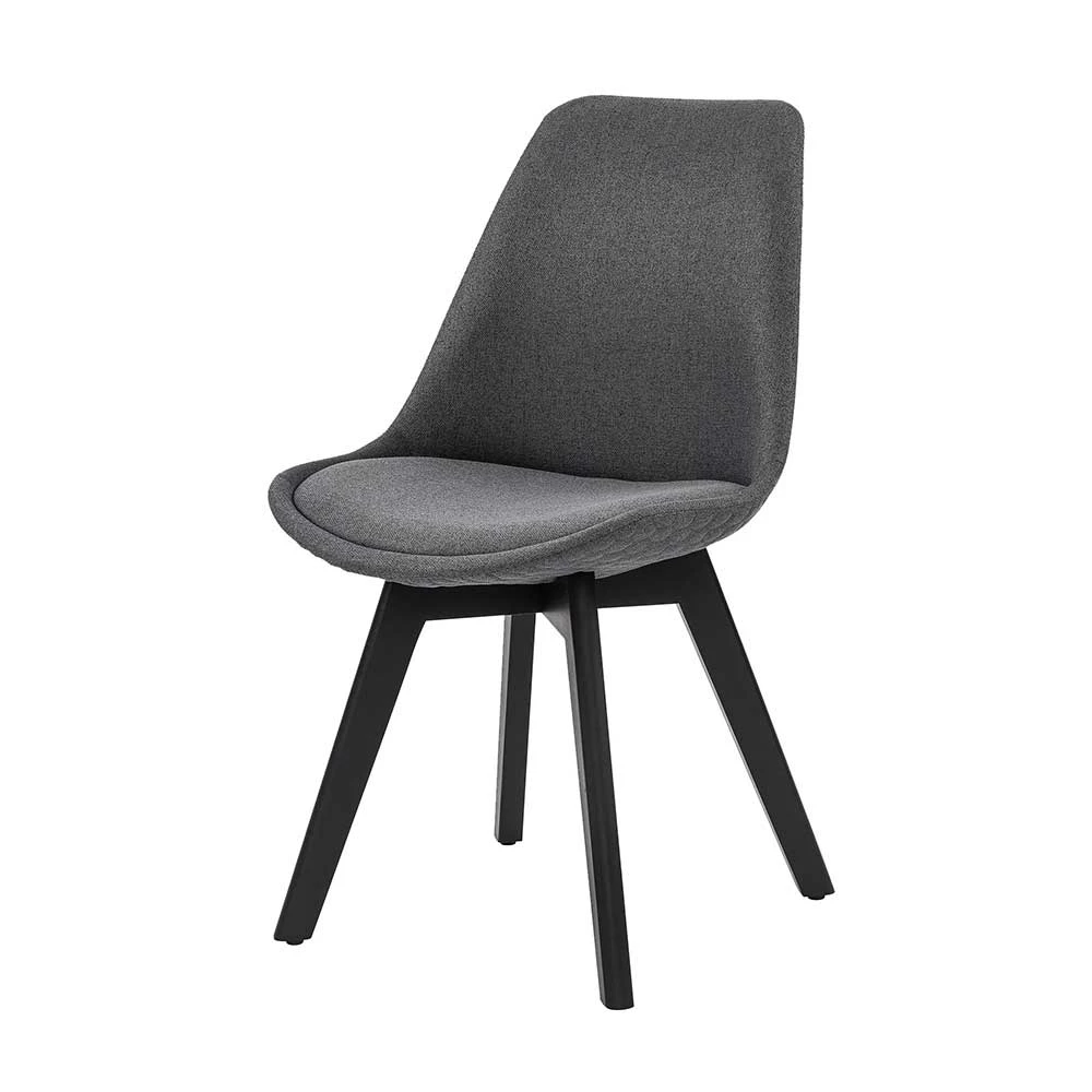 Polsterstühle in Grau Stoffbezug - Doskados (2er Set) Polsterstühle In Grau Stoffbezug - Doskados (2er Set) -Dariana shop polsterstuehle in grau stoffbezug mit schwarzen buchenstuehlen doskados 01