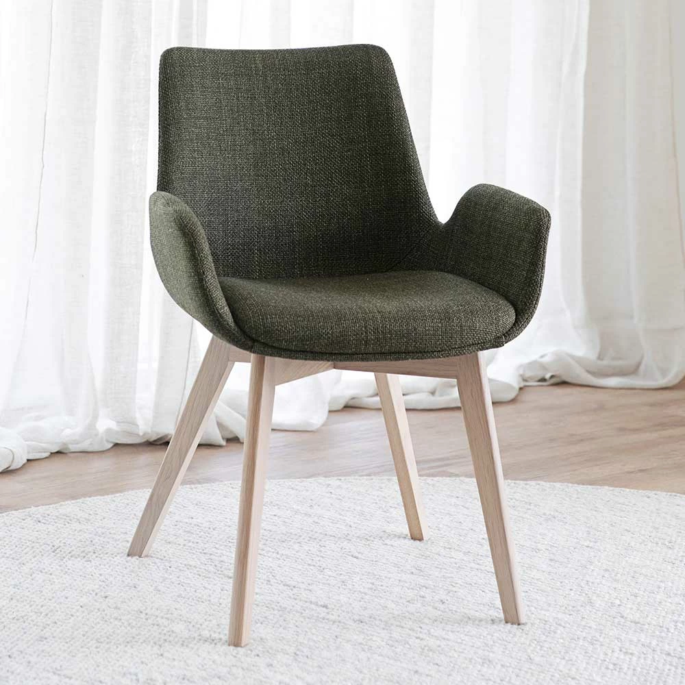 Polsterstühle mit Armlehnen in Dunkelgrün - Termi (2er Set) Polsterstühle Mit Armlehnen In Dunkelgrün - Termi (2er Set) -Dariana shop polsterstuehle mit armlehnen in dunkelgruen mit eiche gestell white wash termi 01