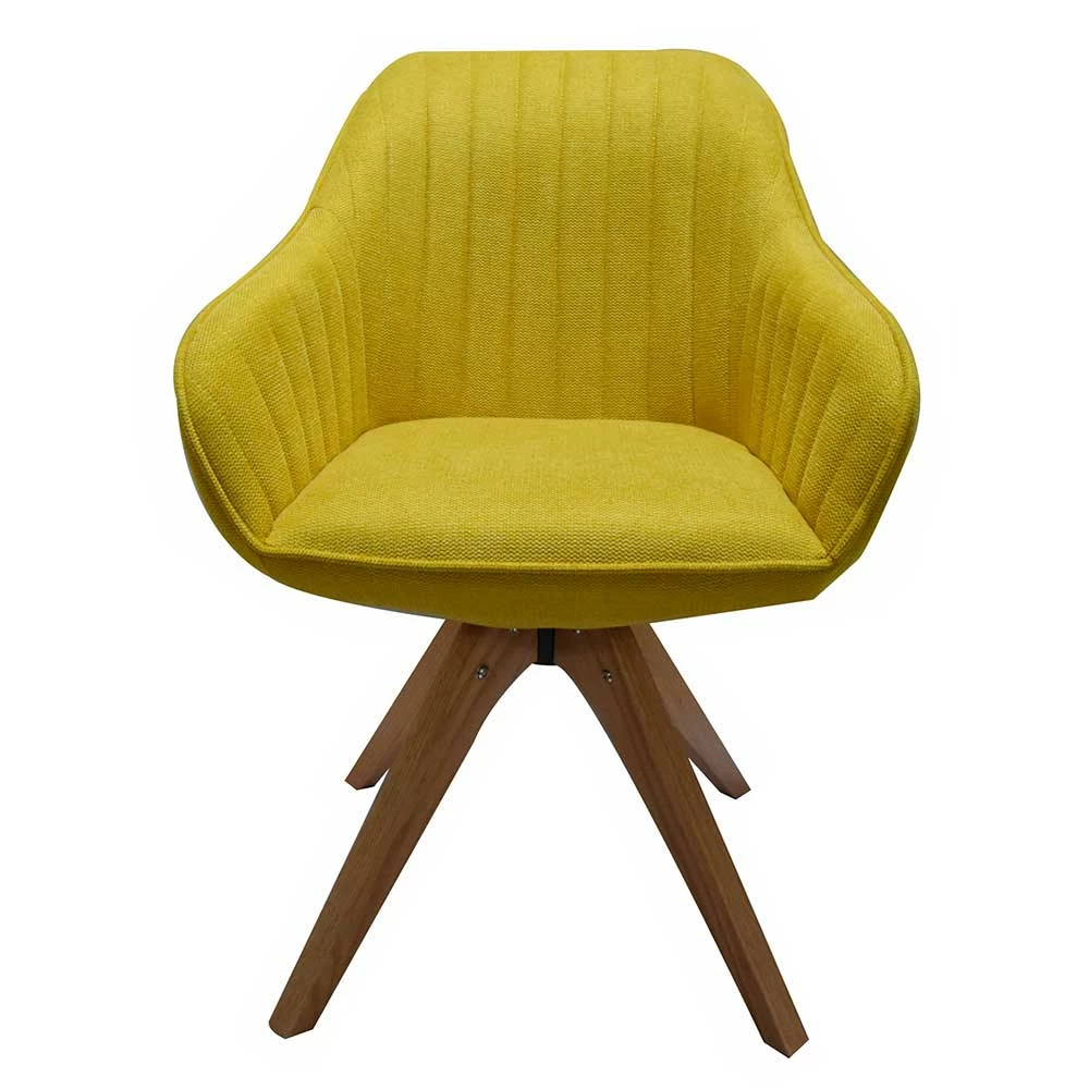 Polsterstuhl In Gelb Mit Holzbeinen Eiche - Akinasa - Image 2