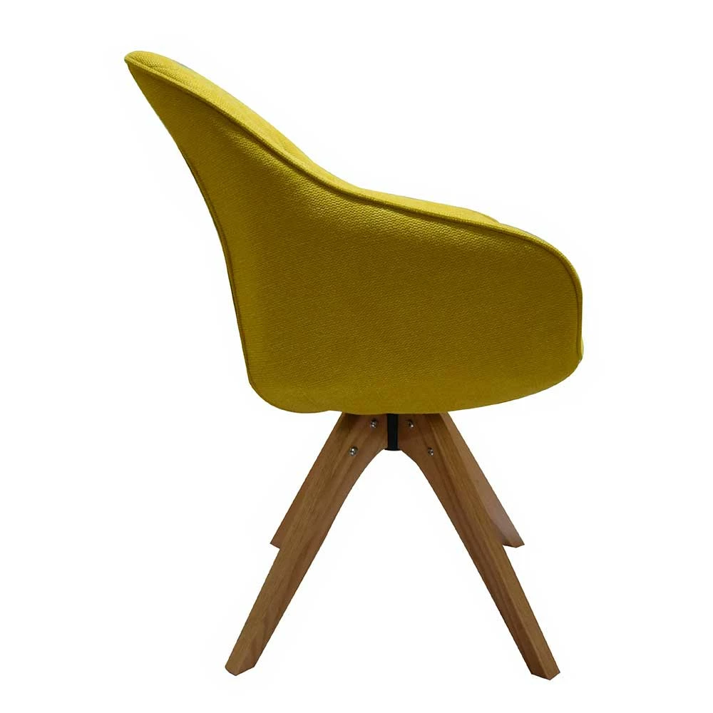 Polsterstuhl In Gelb Mit Holzbeinen Eiche - Akinasa - Image 3