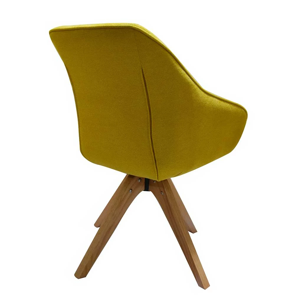 Polsterstuhl In Gelb Mit Holzbeinen Eiche - Akinasa - Image 4