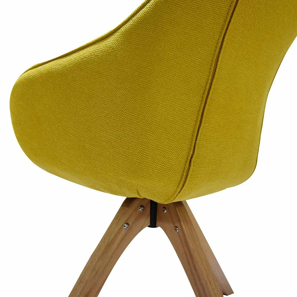Polsterstuhl In Gelb Mit Holzbeinen Eiche - Akinasa - Image 6