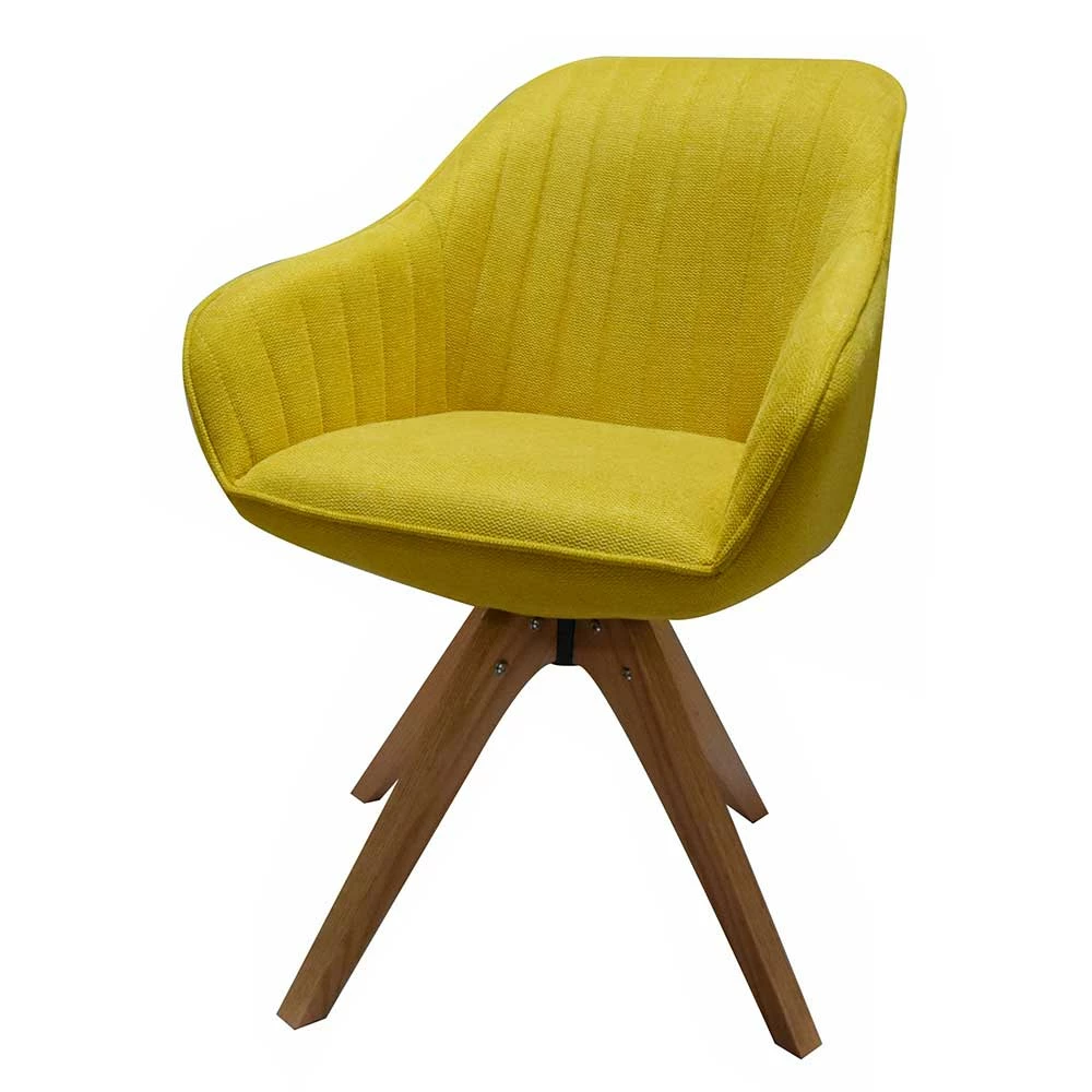 Polsterstuhl In Gelb Mit Holzbeinen Eiche - Akinasa