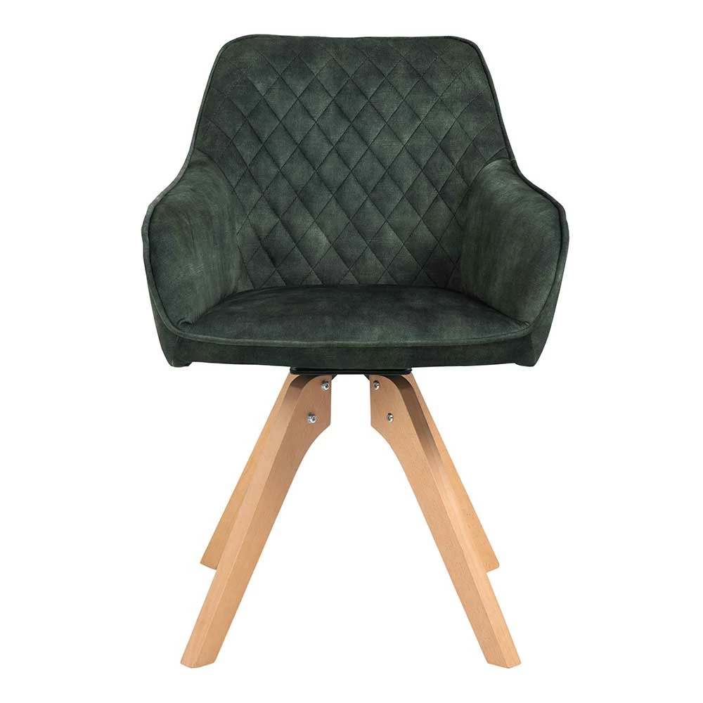 Polsterstuhl Mit Armlehnen Aus Samt Dunkelgrün - Kulstrado - Image 2