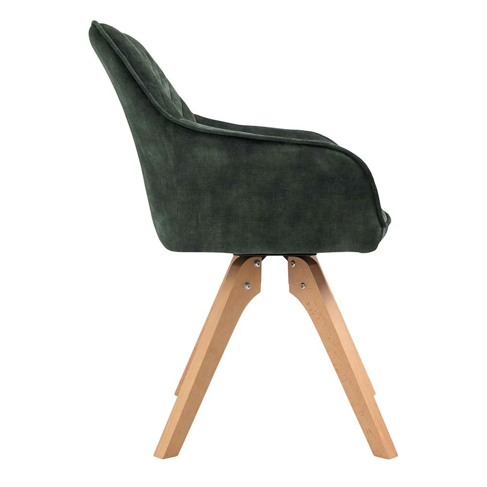 Polsterstuhl Mit Armlehnen Aus Samt Dunkelgrün - Kulstrado - Image 4