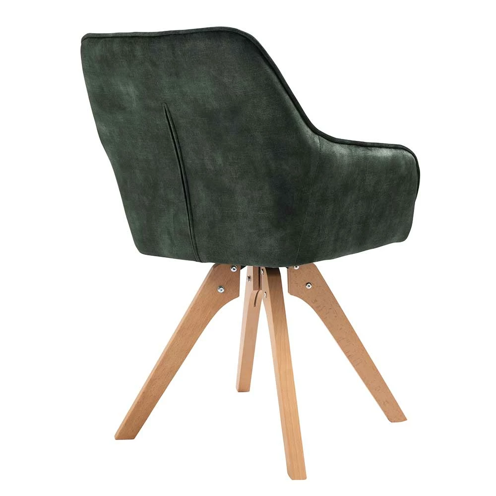 Polsterstuhl Mit Armlehnen Aus Samt Dunkelgrün - Kulstrado - Image 5