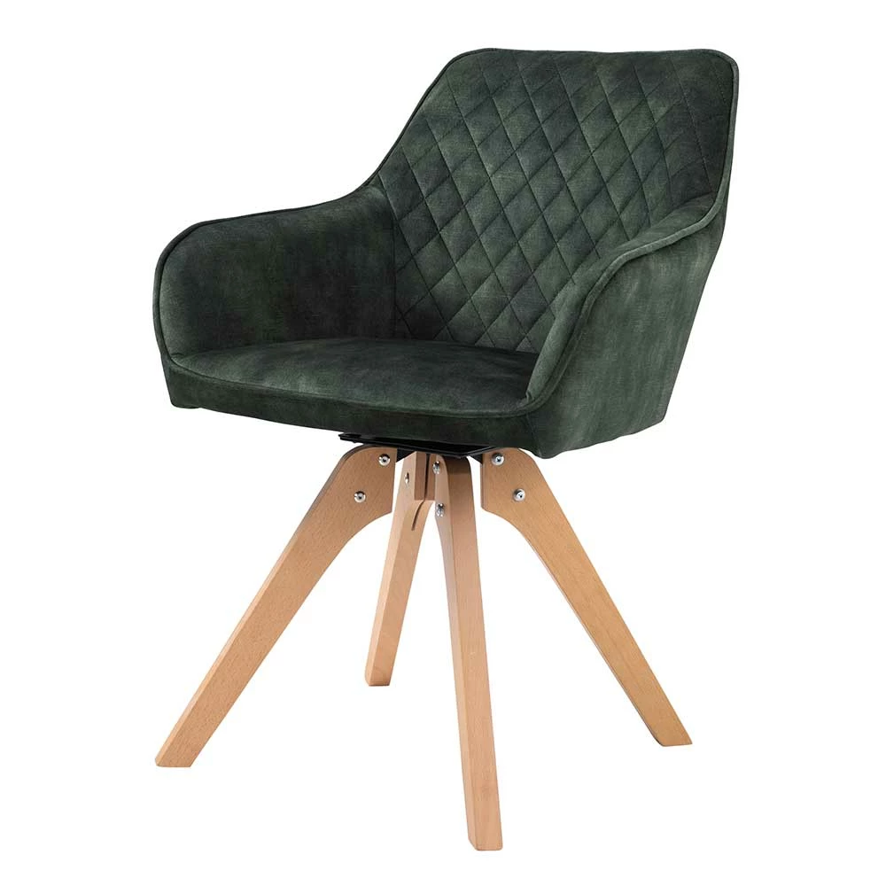 Polsterstuhl Mit Armlehnen Aus Samt Dunkelgrün - Kulstrado