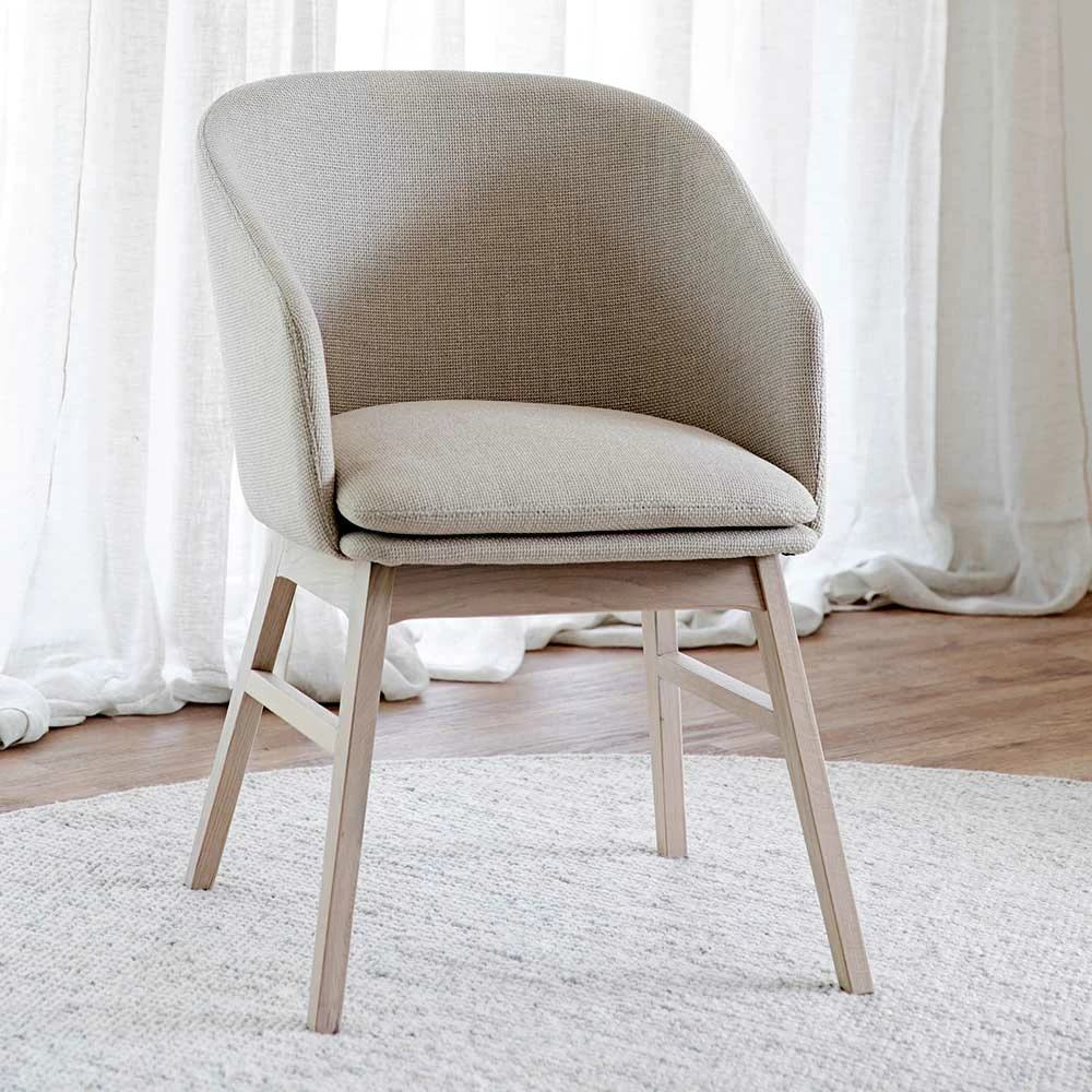 Polsterstuhl mit runder Lehne - Kerunas (2er Set) Polsterstuhl Mit Runder Lehne - Kerunas (2er Set) -Dariana shop polsterstuhl mit runder lehne in beige eiche white wash kerunas 01