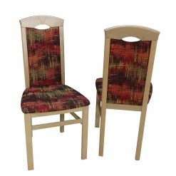 Polsterstuhl Mit Stoff Rot Gemustert Cora & Buchefarben (2er Set)
