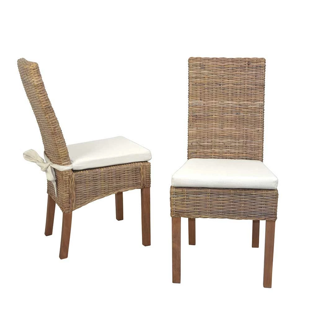 Rattanstuhl Mit Holzgestell - Humberto (2er Set) - Image 2