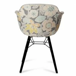 Retro Armlehn-Designstuhl In Hellgrau - Buono (2er Set) -Dariana shop retro armlehn designstuhl in hellgrau mit blumen motiv rueckseite buono 03