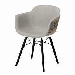 Retro Armlehn-Designstuhl In Hellgrau - Buono (2er Set)