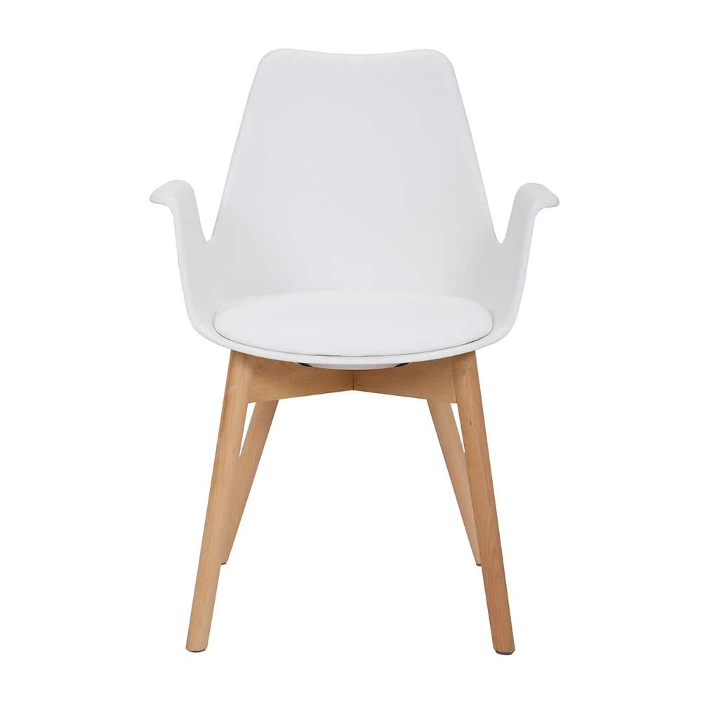 Retro Armlehnstühle in Weiß & Buche - Siotra (2er Set) Retro Armlehnstühle In Weiß & Buche - Siotra (2er Set) -Dariana shop retro armlehnstuehle in weiss buche aus kunststoff holz siotra 01
