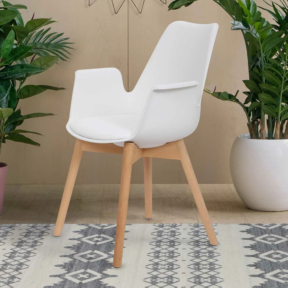 Retro Armlehnstühle in Weiß & Buche - Siotra (2er Set) Retro Armlehnstühle In Weiß & Buche - Siotra (2er Set) -Dariana shop retro armlehnstuehle in weiss buche aus kunststoff holz siotra 02