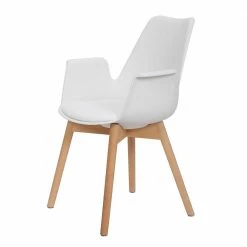 Retro Armlehnstühle In Weiß & Buche - Siotra (2er Set)