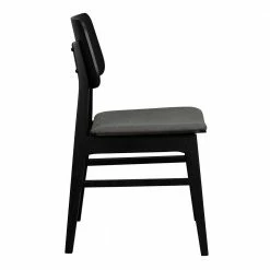 Retro Eichenstuhl In Schwarz - Tresrin (2er Set) -Dariana shop retro eichenstuhl in schwarz mit polstersitz grau tresrin 03