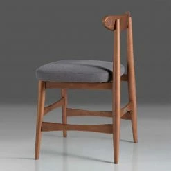 Retro Esstischstuhl In Nussbaum Braun & Grau - Translato -Dariana shop retro esstischstuhl in nussbaum braun grau aus buche massivholz stoff translato 02
