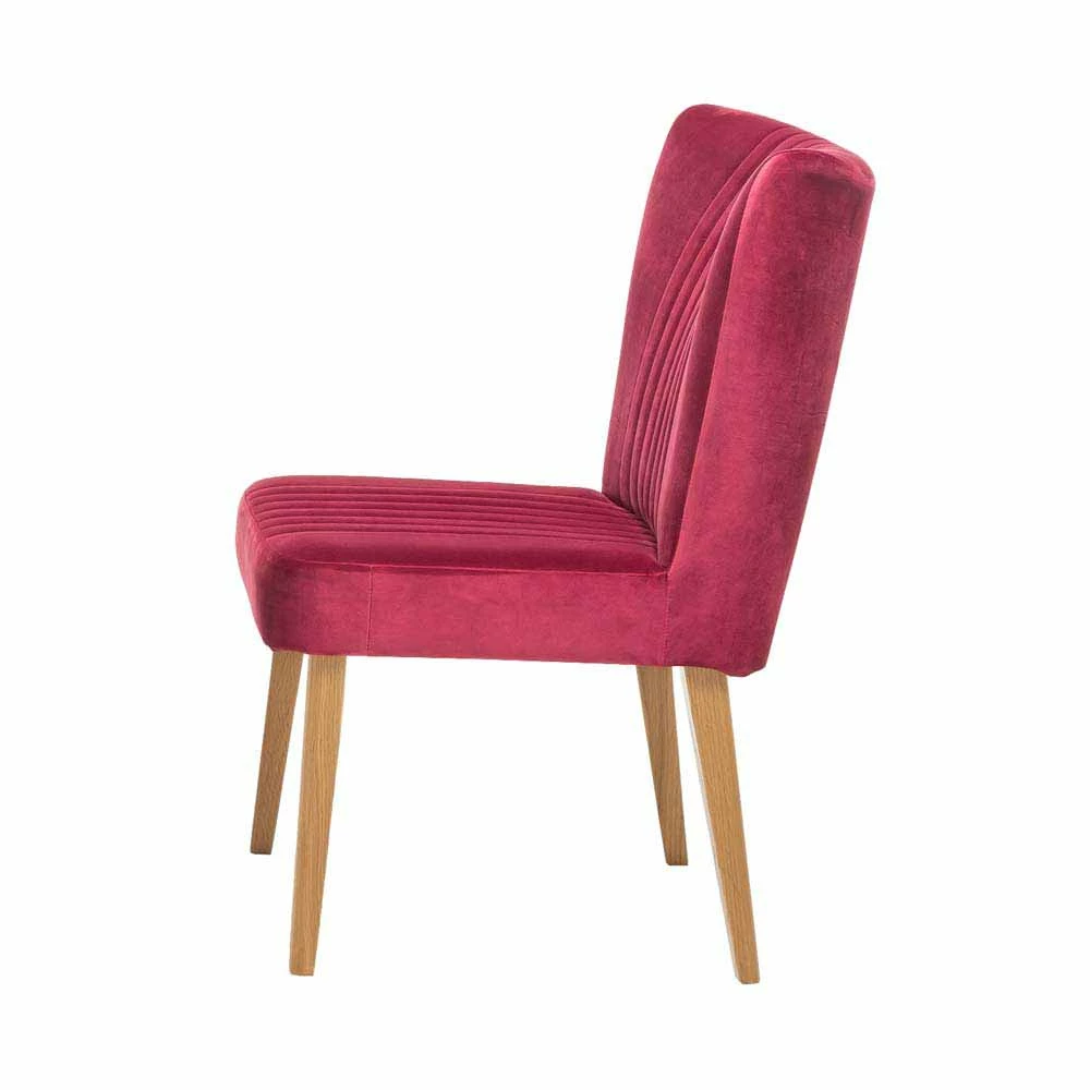 Retro Samtstuhl In Pink Kathyn Mit Holzbeinen Eiche - Image 3