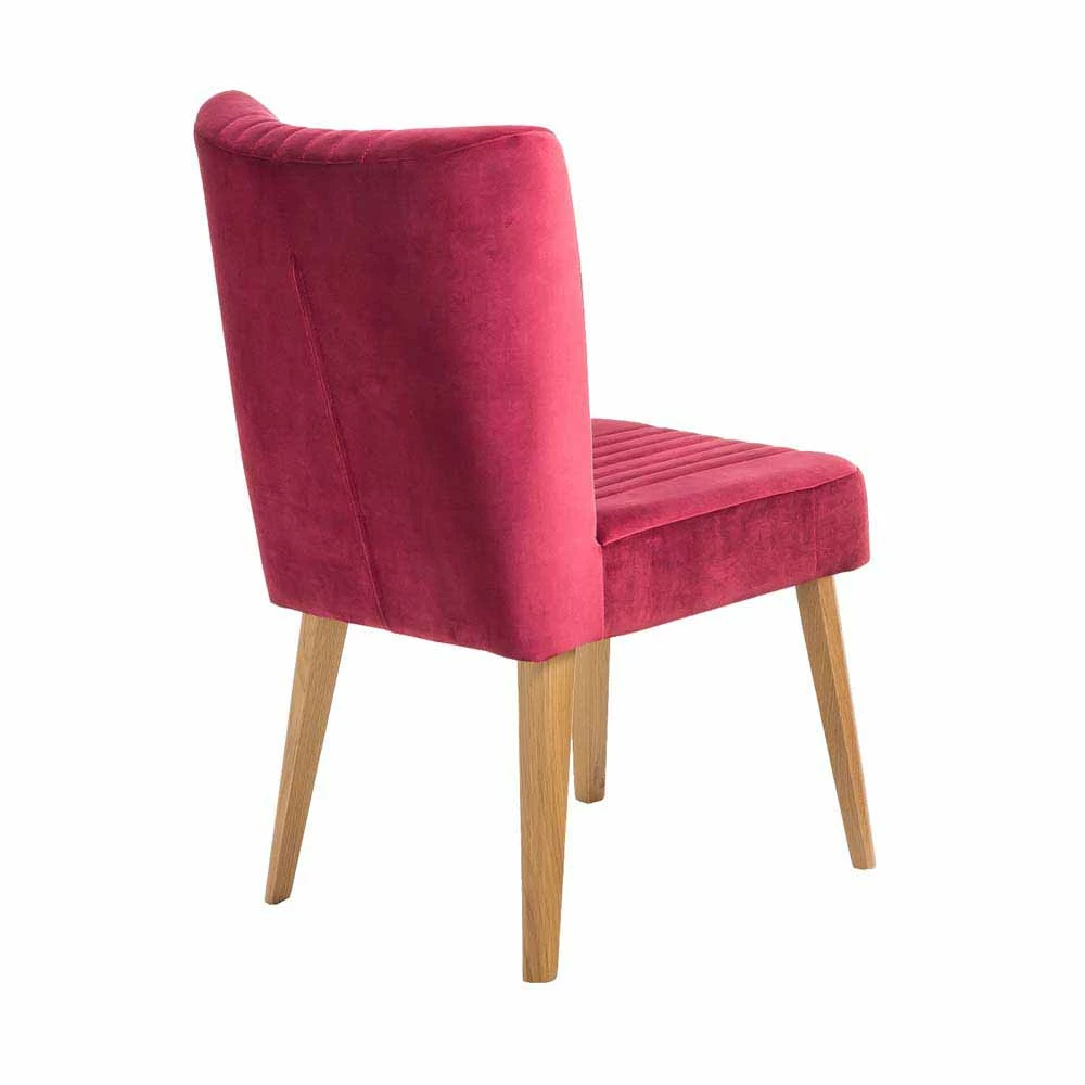 Retro Samtstuhl In Pink Kathyn Mit Holzbeinen Eiche - Image 4