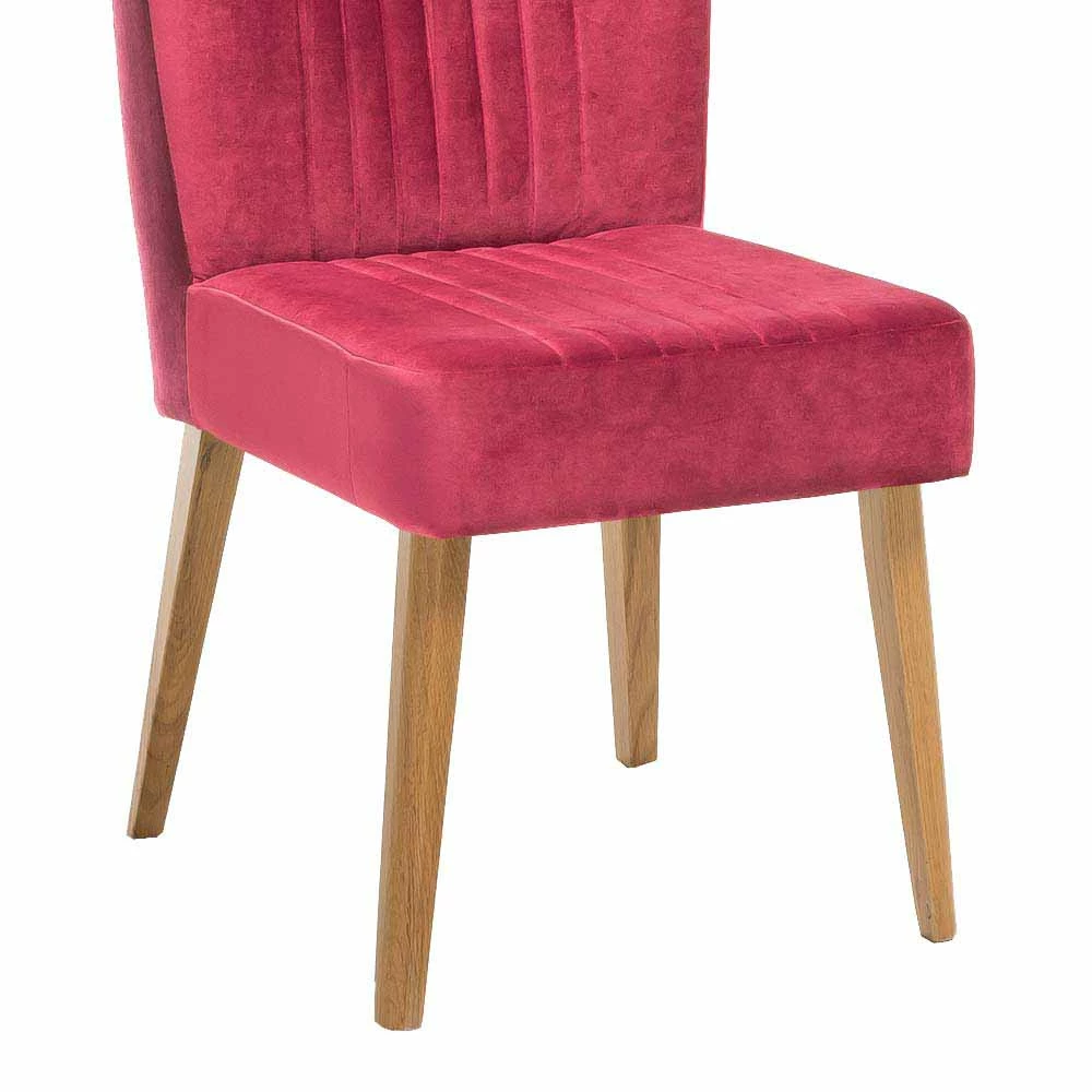 Retro Samtstuhl In Pink Kathyn Mit Holzbeinen Eiche - Image 6