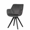 Samt Armlehnenstühle In Dunklem Grau - Jarana (2er Set) -Dariana shop samt armlehnenstuehle in dunklem grau mit schwarzen holzbeinen jarana f