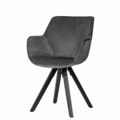 Samt Armlehnenstühle In Dunklem Grau - Jarana (2er Set)