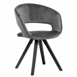 Samt Armlehnenstuhl In Dunklem Grau - Losandas