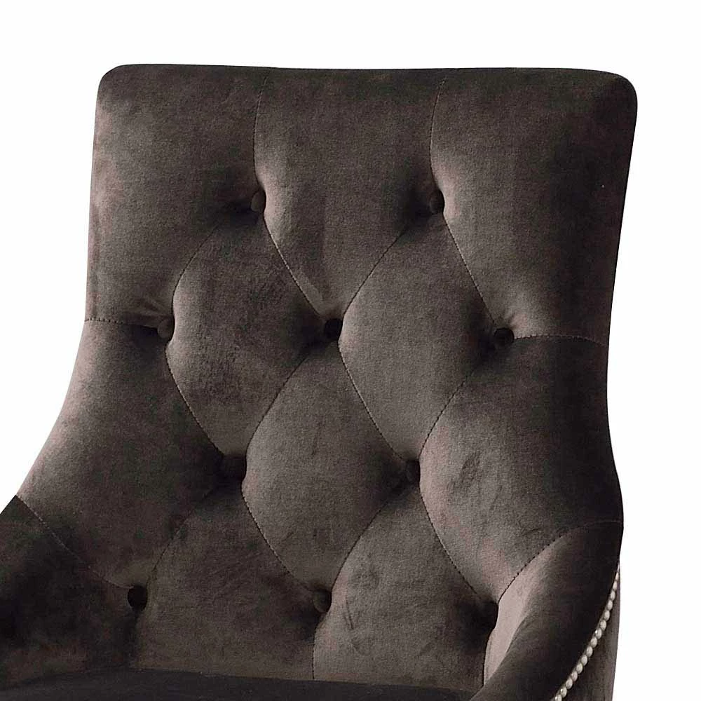 Samt Chesterfield Stuhl In Grau - Pepps (2er Set) - Image 3