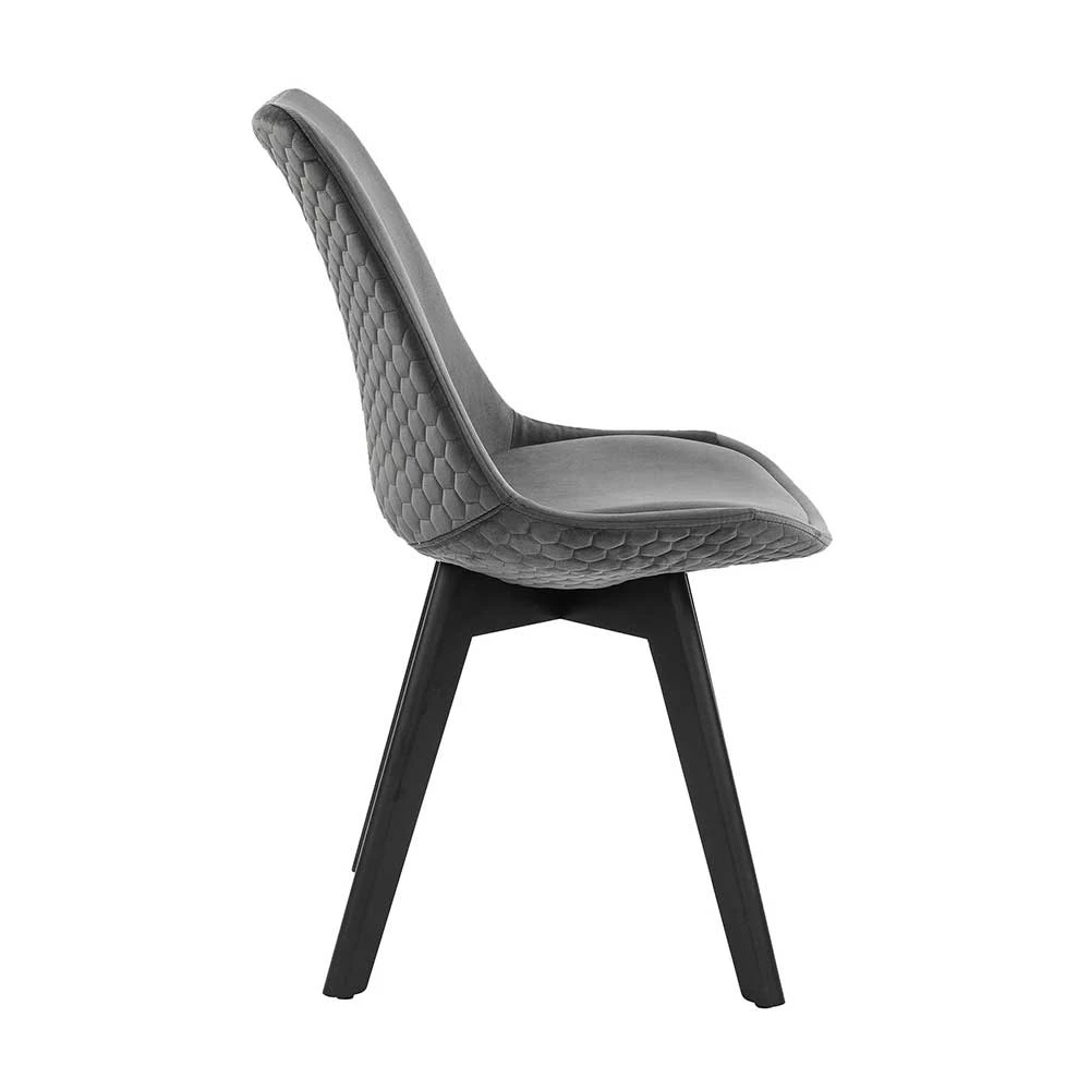 Samt Polsterstühle in Grau - Detelca (2er Set) Samt Polsterstühle In Grau - Detelca (2er Set) -Dariana shop samt polsterstuehle in grau mit massivholzgestell in schwarz detelca 04