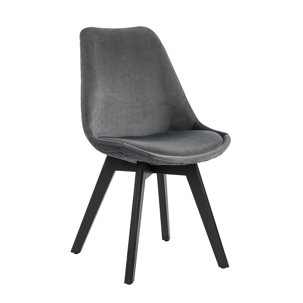 Samt Polsterstühle in Grau - Detelca (2er Set) Samt Polsterstühle In Grau - Detelca (2er Set) -Dariana shop samt polsterstuehle in grau mit massivholzgestell in schwarz detelca f