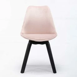 Samt Schalenstühle In Rosa - Lencon (2er Set) -Dariana shop samt schalenstuehle in rosa gepolstert mit schwarzen beinen lencon 02