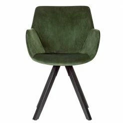 Samt Tischsessel In Dunkelgrün - Ribanna (2er Set) -Dariana shop samt tischsessel in dunkelgruen und schwarz holzbeine ribanna 01