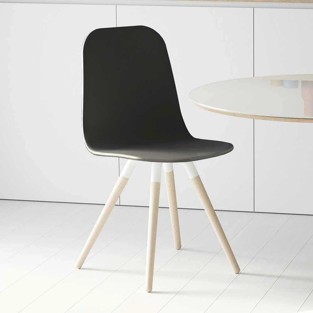 Scandi Designerstuhl in Anthrazit lackiert - Nantou Scandi Designerstuhl In Anthrazit Lackiert - Nantou -Dariana shop scandi designerstuhl in anthrazit lackiert mit buche gebleicht nantou 01