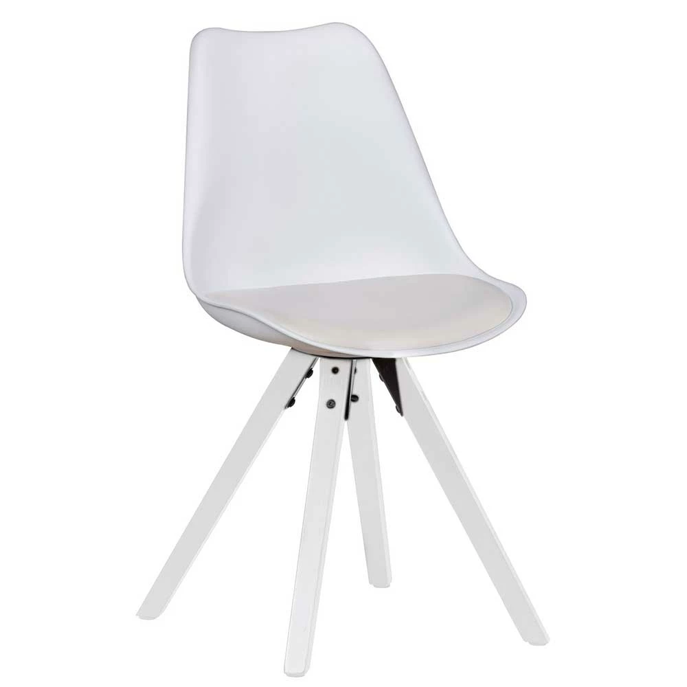 Schalen Esszimmerstühle in Weiß - Holin (2er Set) Schalen Esszimmerstühle In Weiß - Holin (2er Set) -Dariana shop schalen esszimmerstuehle in weiss pp kunstleder mit holzbeinen holin 01