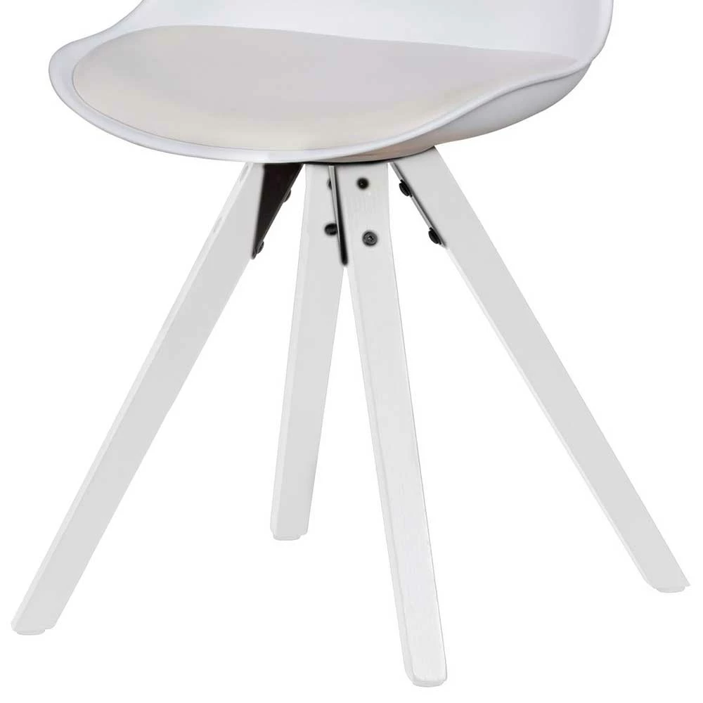 Schalen Esszimmerstühle in Weiß - Holin (2er Set) Schalen Esszimmerstühle In Weiß - Holin (2er Set) -Dariana shop schalen esszimmerstuehle in weiss pp kunstleder mit holzbeinen holin 03