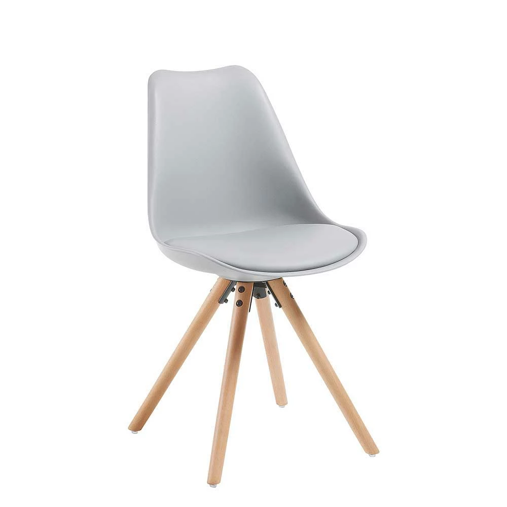 Schalen Esszimmerstuhl in hell Grau - Coloniale (4er Set) Schalen Esszimmerstuhl In Hell Grau - Coloniale (4er Set) -Dariana shop schalen esszimmerstuhl in hell grau mit holzbeinen coloniale f