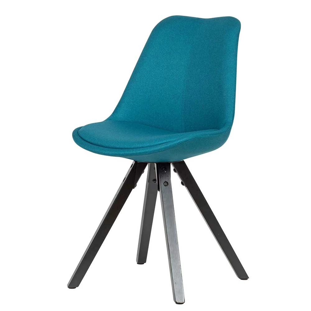 Schalenstühle in Petrol Blau & Schwarz - Entury (2er Set) Schalenstühle In Petrol Blau & Schwarz - Entury (2er Set) -Dariana shop schalenstuehle in petrol blau schwarz aus webstoff massivholz entury f