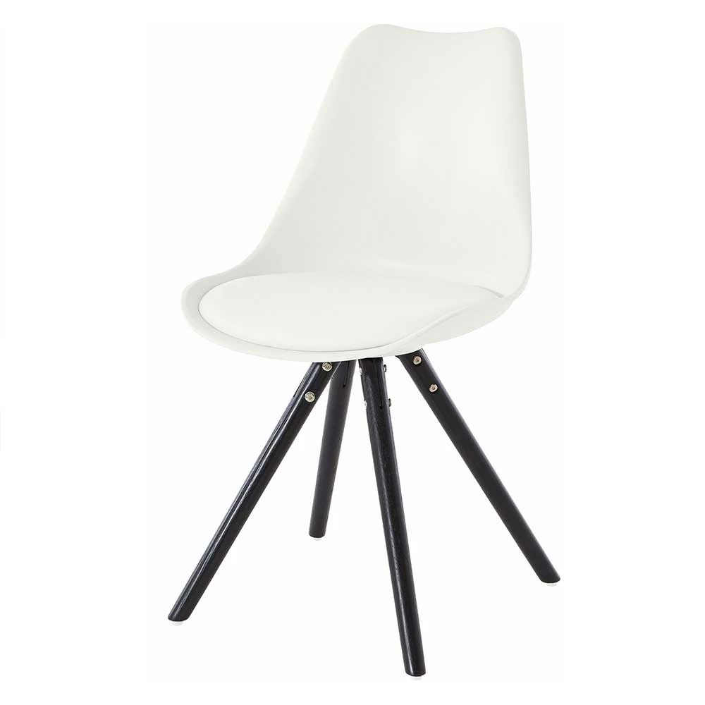 Schalenstühle in Weiß & Schwarz - Egina (2er Set) Schalenstühle In Weiß & Schwarz - Egina (2er Set) -Dariana shop schalenstuehle in weiss schwarz aus pp kunstleder holz egina f