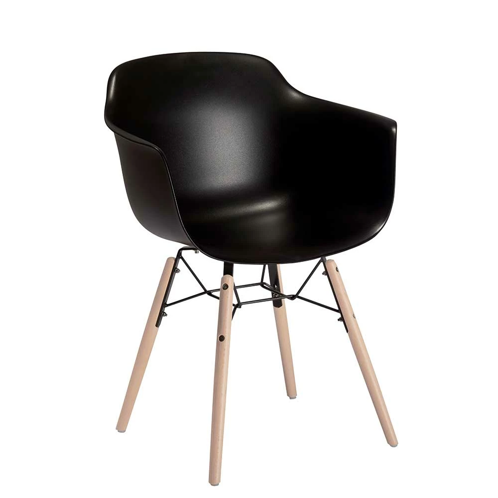 Schwarzer Scandi Schalenstuhl Mit Armlehnen - Keo (2er Set)