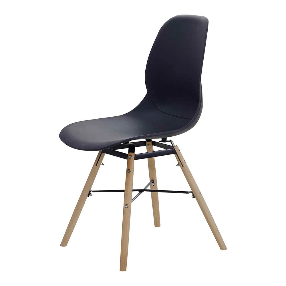 Schwarzer Stuhl mit Kunststoffsitz - Lititia (Set) Schwarzer Stuhl Mit Kunststoffsitz - Lititia (Set) -Dariana shop schwarzer stuhl mit kunststoffsitz holz gestell natur lititia f