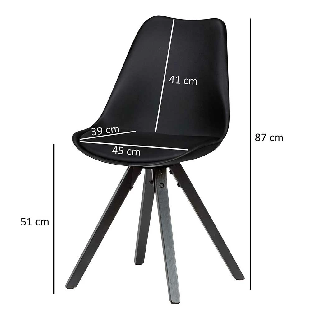 Sitzschalen Esstischstühle in Schwarz - Jufara (2er Set) Sitzschalen Esstischstühle In Schwarz - Jufara (2er Set) -Dariana shop sitzschalen esstischstuehle in schwarz im materialmix jufara 04