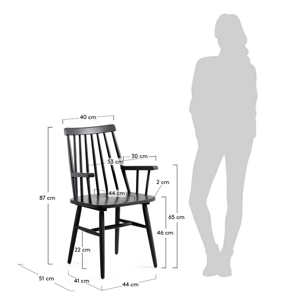 Skandi Armlehnenstuhl In Schwarz Aus Holz - Musty (2er Set) - Image 6