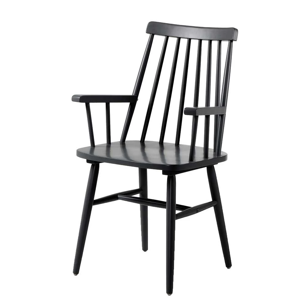 Skandi Armlehnenstuhl In Schwarz Aus Holz - Musty (2er Set)