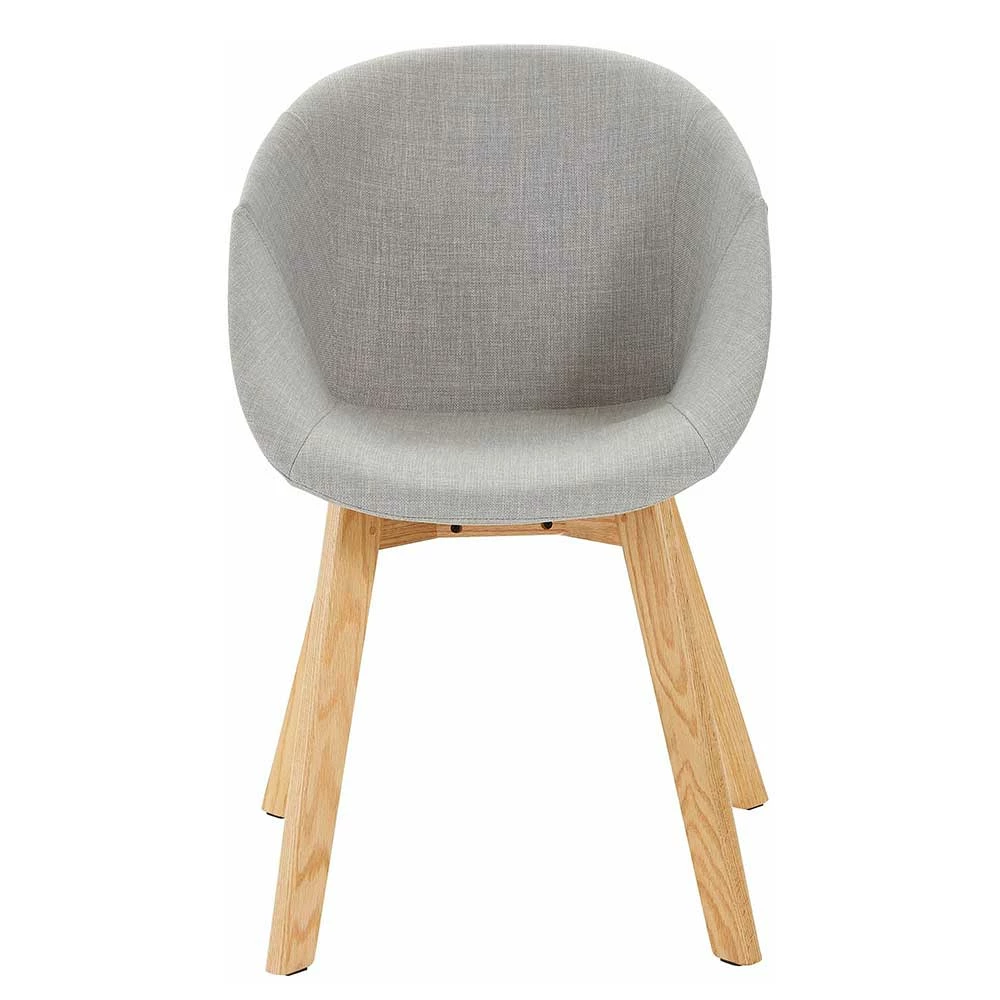 Skandi Polsterstühle in Hellgrau - Benet (2er Set) Skandi Polsterstühle In Hellgrau - Benet (2er Set) -Dariana shop skandi polsterstuehle in hellgrau stoff natur eichenholz benet 01