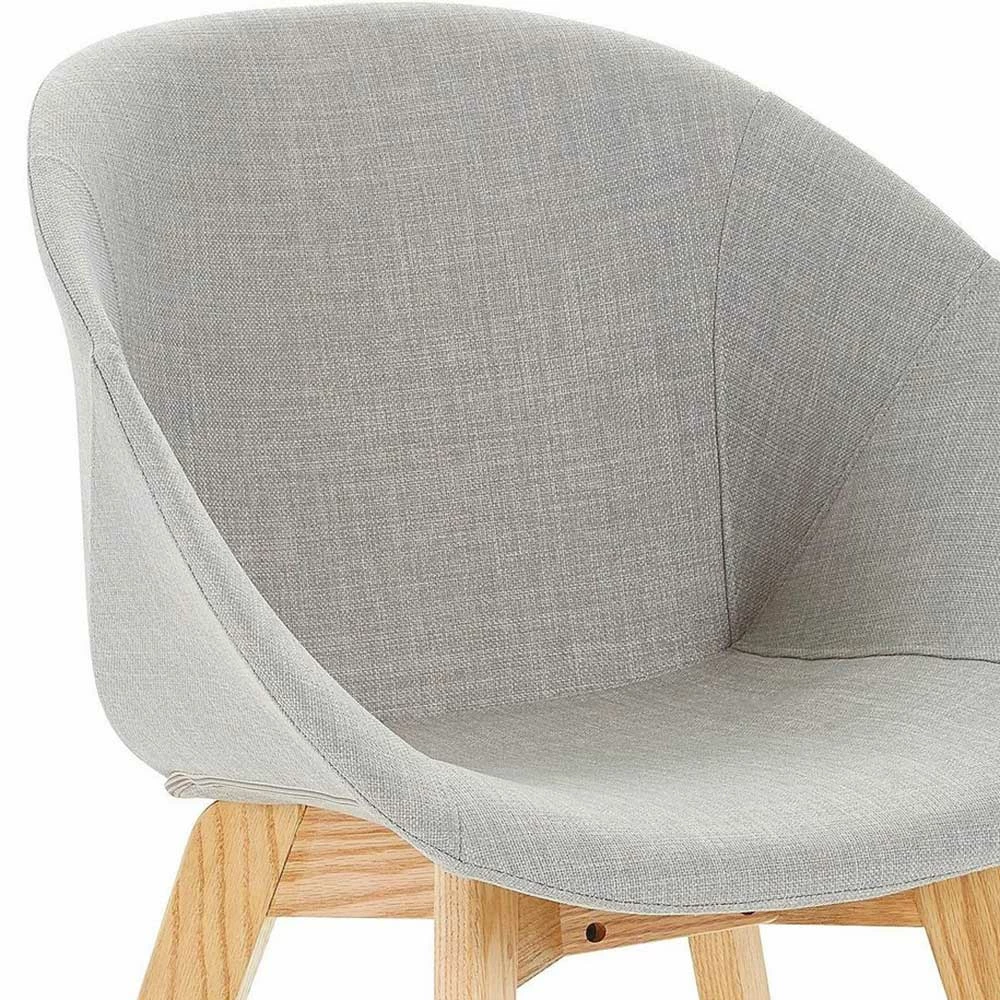 Skandi Polsterstühle in Hellgrau - Benet (2er Set) Skandi Polsterstühle In Hellgrau - Benet (2er Set) -Dariana shop skandi polsterstuehle in hellgrau stoff natur eichenholz benet 04
