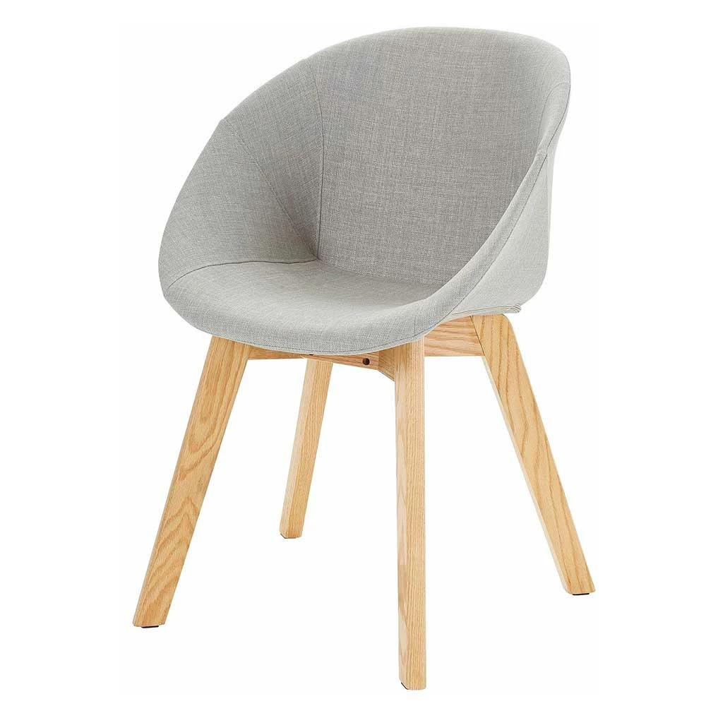 Skandi Polsterstühle in Hellgrau - Benet (2er Set) Skandi Polsterstühle In Hellgrau - Benet (2er Set) -Dariana shop skandi polsterstuehle in hellgrau stoff natur eichenholz benet f