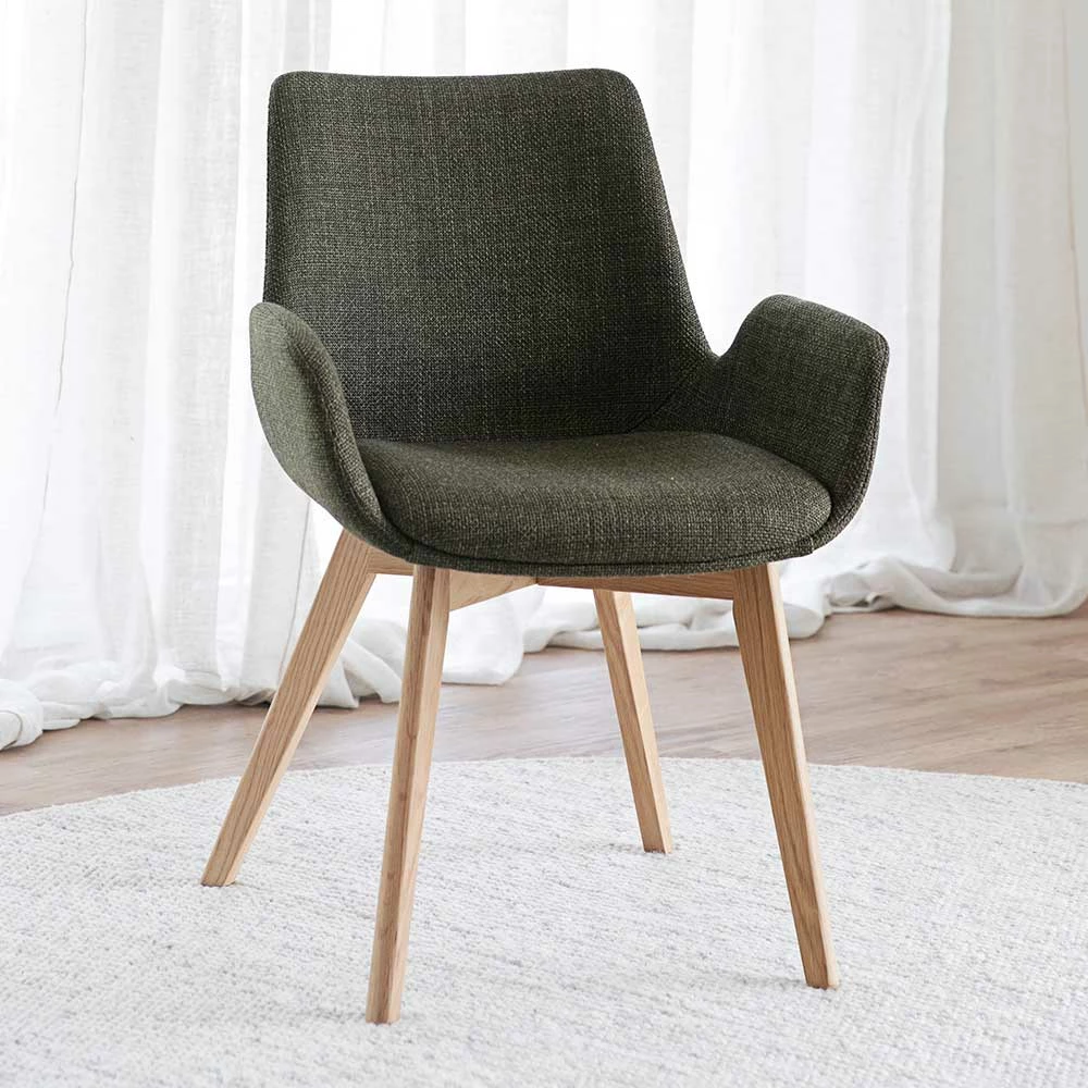 Skandi Polsterstuhl In Dunkelgrün - Maylana (2er Set) - Image 2