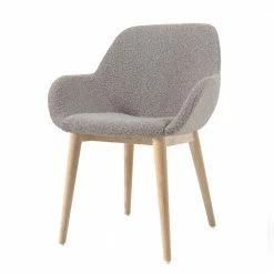 Skandi Stuhl Aus Boucle Hellgrau - Brian (4er Set)