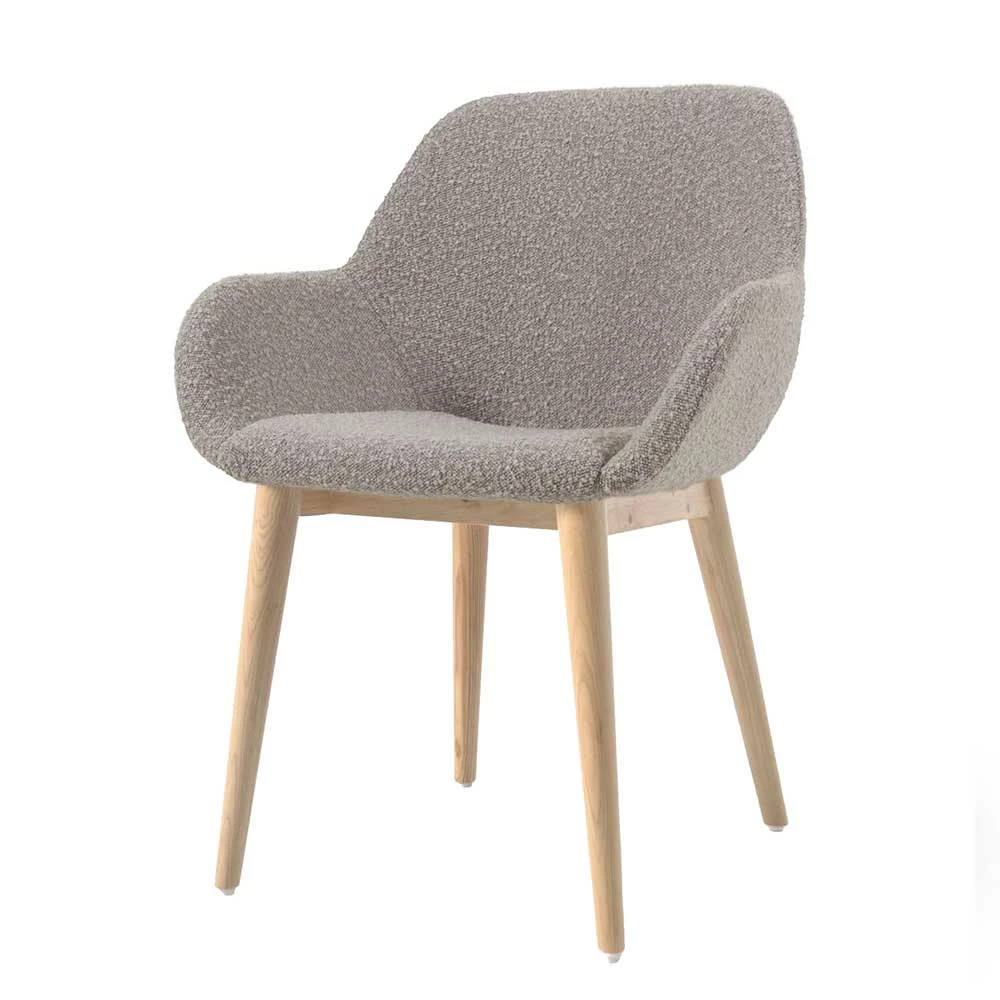 Skandi Stuhl aus Boucle Hellgrau - Brian (4er Set) Skandi Stuhl Aus Boucle Hellgrau - Brian (4er Set) -Dariana shop skandi stuhl aus boucle hellgrau mit holzgestell esche brian f